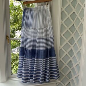 French brand, Mii, blue and white cotton skirt, size medium